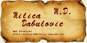 Milica Dabulović vizit kartica